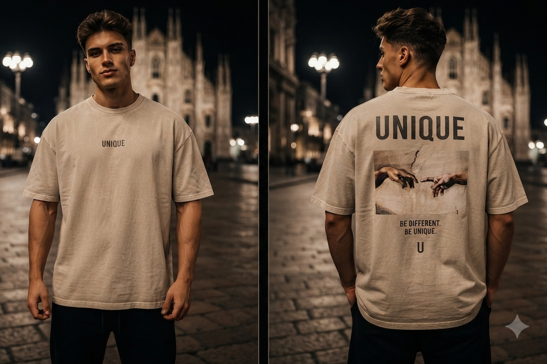 T-Shirt Oversize "Creation of Uniqueness" - Beige Edition
